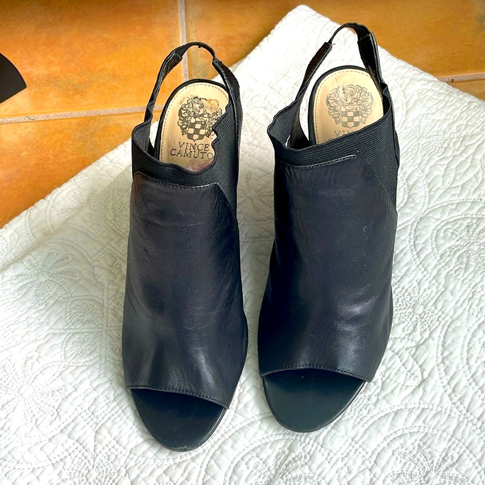 Vince Camuto‎ Women’s All Leather Black Wedge mule size 41/11